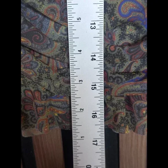 Free People Skirt Medium Multicolor Rouched Psychedelic Abstract Mini Stretch - Picture 4 of 7